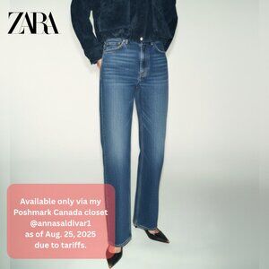 🟣 Sz 0 Zara High Waisted Straight Leg Denim Jeans
